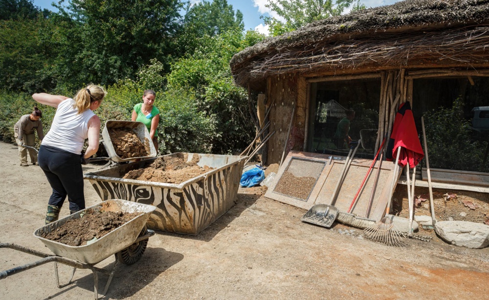 Škody v areálu zoo sice tentokrát nebyly tak zničující jako před 11 lety, ale nánosy bahna a dalších nečistot se opakovaly. I nyní pomohli s očistou výběhů, budov, cest i dalších prostor četní dobrovolníci. Photo: archiv Zoo Praha