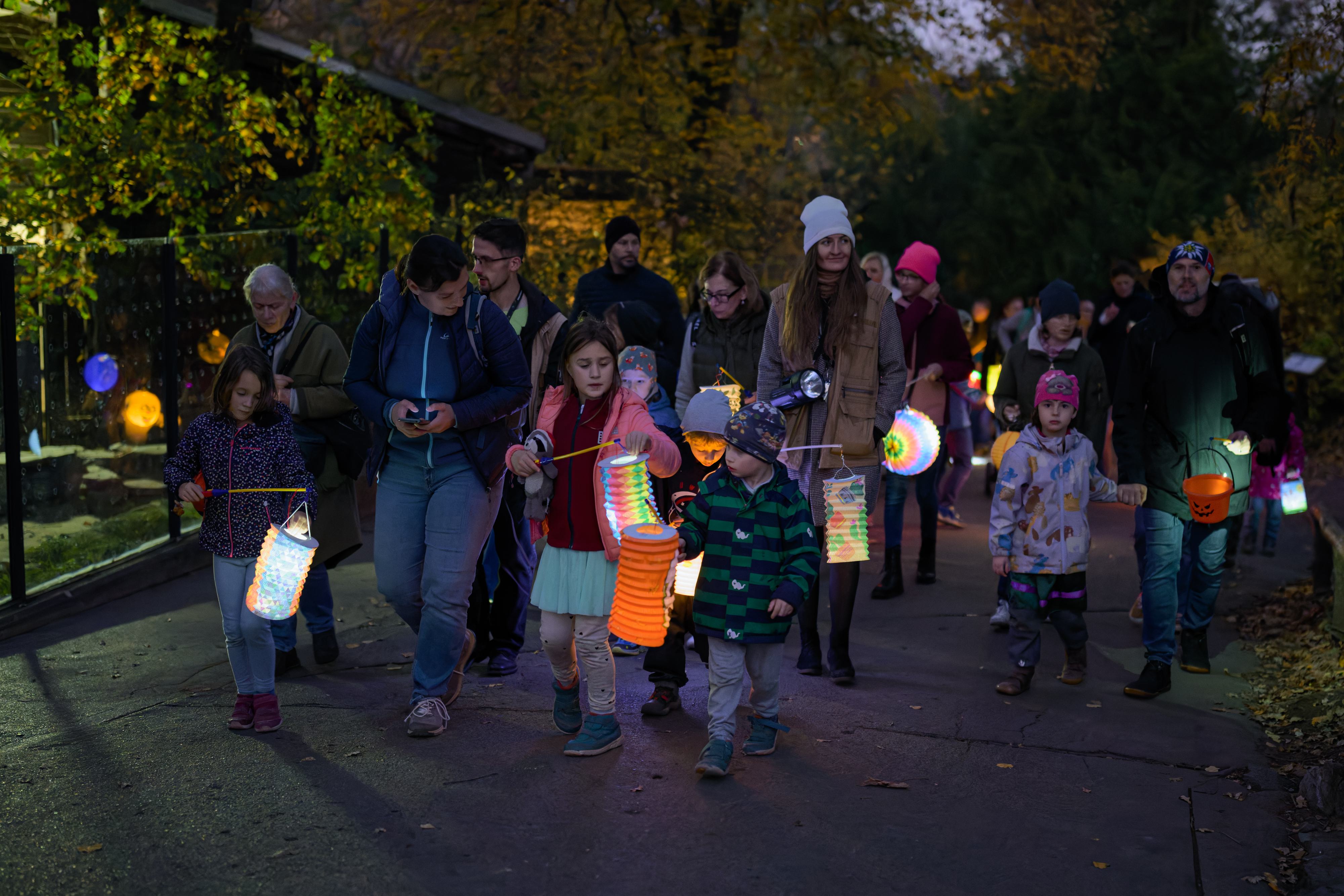Lampionový průvod procházející zahradou. Foto: Petr Hamerník, Zoo Praha