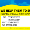 Sbírkové konto Zoo Praha na pomoc Ukrajině – mezinárodní formát.