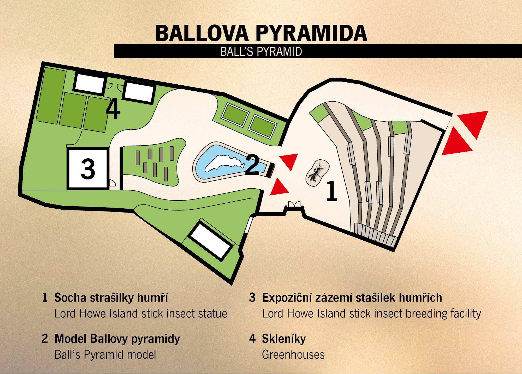 Plánek expozice Ballova pyramida